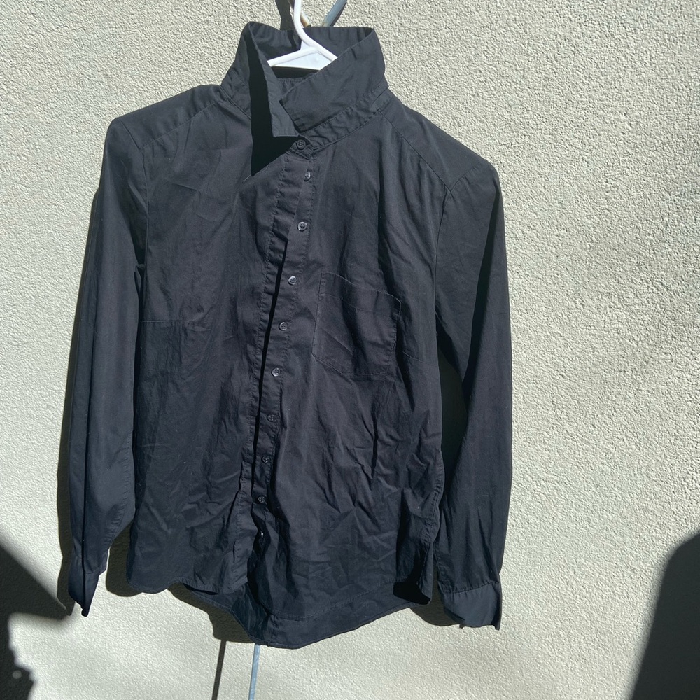 Black, womens long sleeve collared button up, H&M size 8